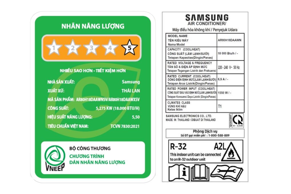 Điều hòa Samsung Wind-Free Inverter 18000 BTU AR80H18DAAWNSV Màu Trắng