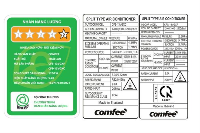 Máy lạnh Comfee Inverter 1.5 HP CFS-13VGX Màu Trắng