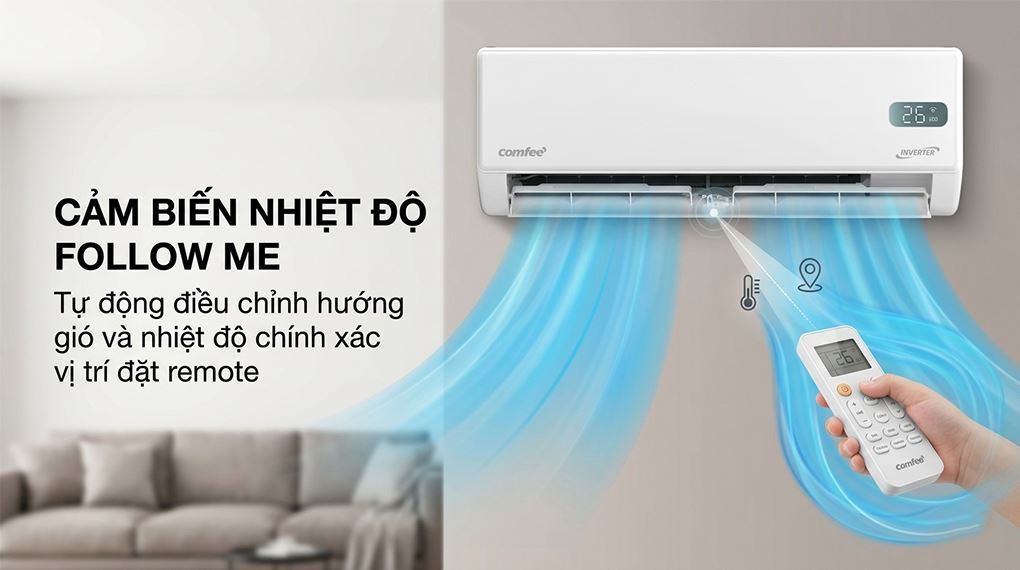 Máy lạnh Comfee Inverter 2 HP CFS-18VGX - Cảm biến nhiệt độ Follow me Máy lạnh Comfee Inverter 2 HP CFS-18VGX - Cảm biến nhiệt độ Follow me