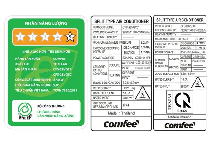 Máy lạnh Comfee Inverter 3 HP CFS-28VGX Màu Trắng