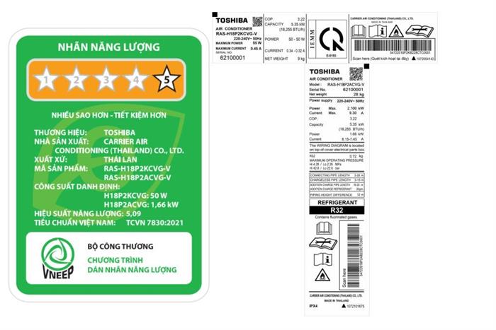 Máy lạnh Toshiba Inverter 2 HP RAS-H18P2KCVG-V Màu Trắng