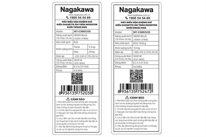 Máy lạnh âm trần Nagakawa Inverter 4 HP NIT-C36R2U35