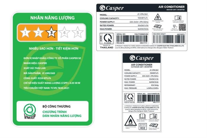 Máy lạnh Casper Inverter 1 HP JC-09IU36X Màu Trắng