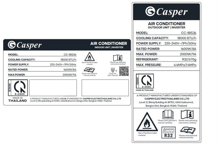 Điều hòa âm trần Casper Inverter 18000 BTU CC-18IS36 Màu Trắng