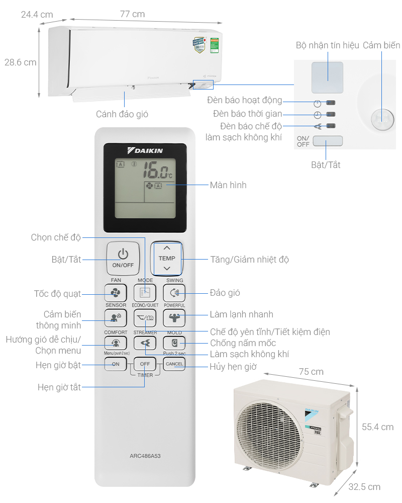 Điều hòa 2 chiều Daikin Inverter 1 HP FTHF25XVMV