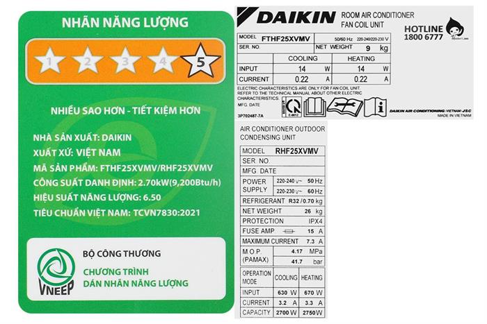 Máy lạnh 2 chiều Daikin Inverter 1 HP FTHF25XVMV Màu Trắng