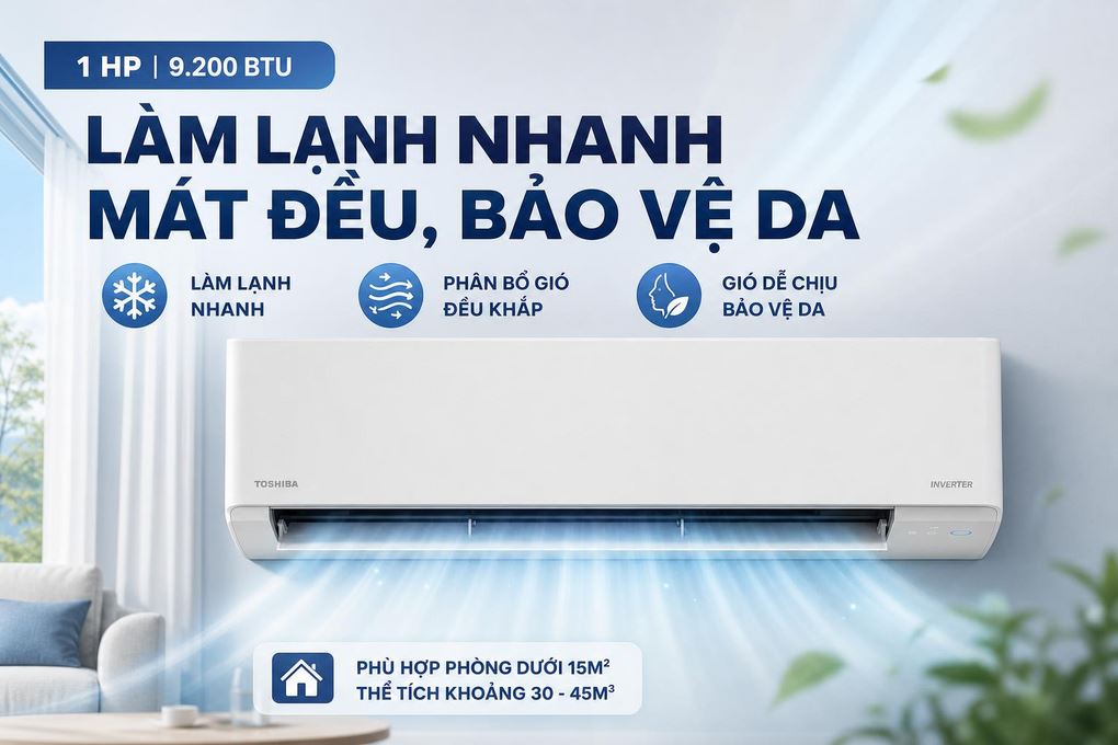 Máy lạnh Toshiba Inverter 1 HP RAS-H10F2KCVSG-V Màu Trắng