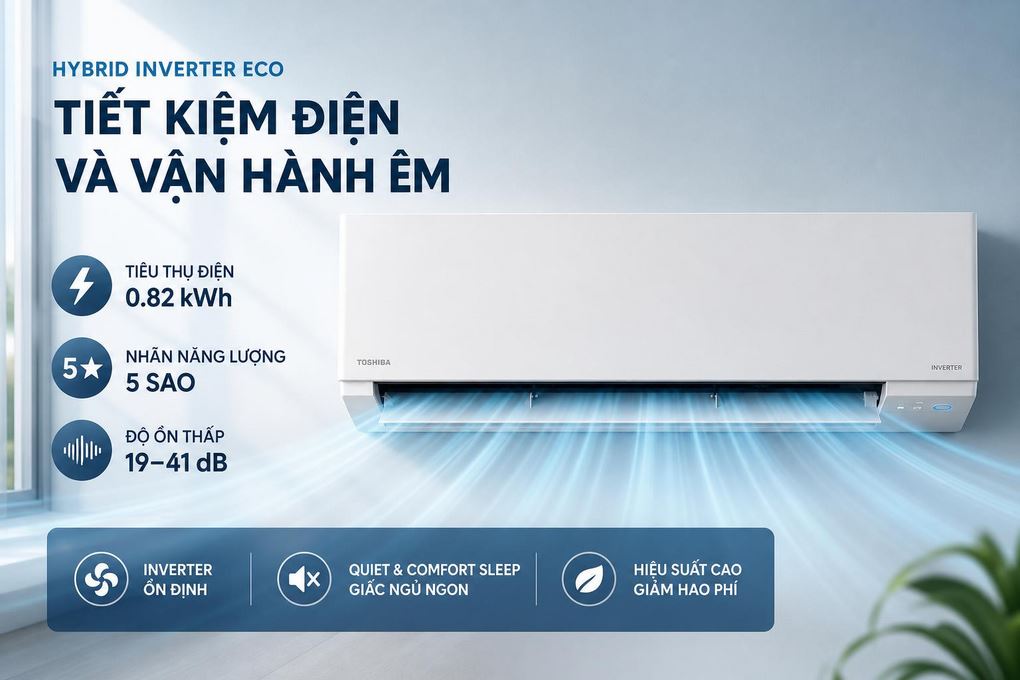 Máy lạnh Toshiba Inverter 1 HP RAS-H10F2KCVSG-V Màu Trắng