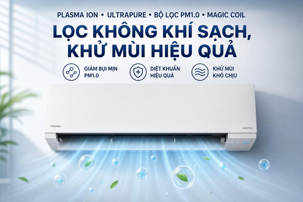 Máy lạnh Toshiba Inverter 1 HP RAS-H10F2KCVSG-V Màu Trắng