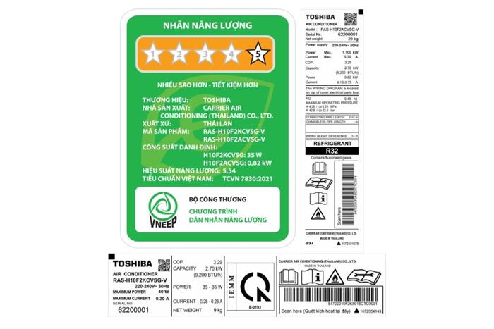 Máy lạnh Toshiba Inverter 1 HP RAS-H10F2KCVSG-V Màu Trắng