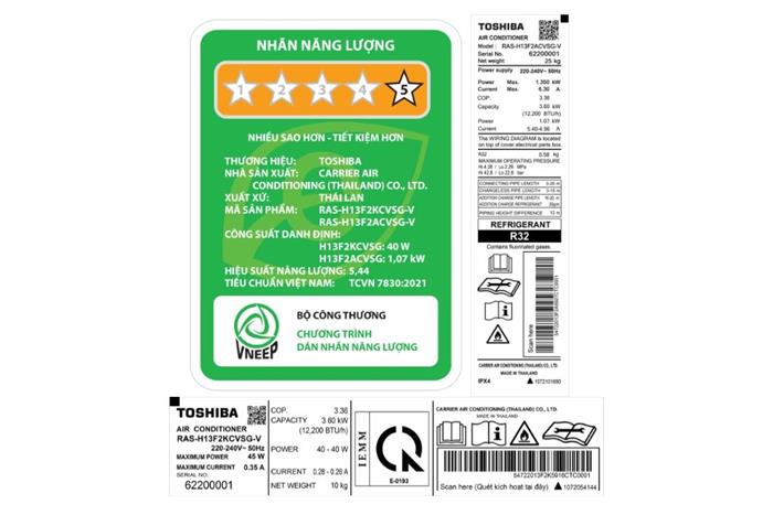 Máy lạnh Toshiba Inverter 1.5 HP RAS-H13F2KCVSG-V Màu Trắng