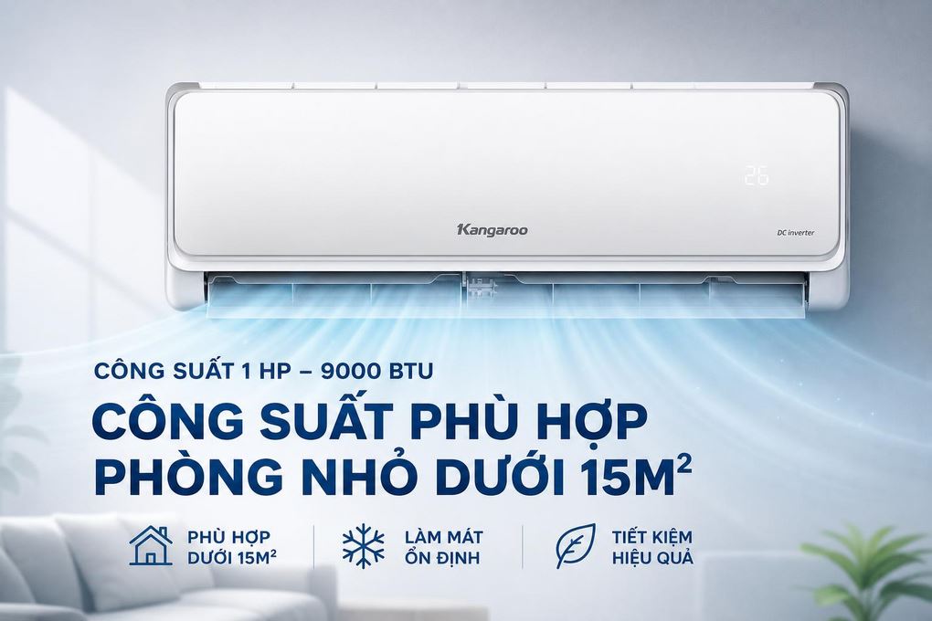 Điều hòa Kangaroo Inverter 9000 BTU KG9ACI Màu Trắng