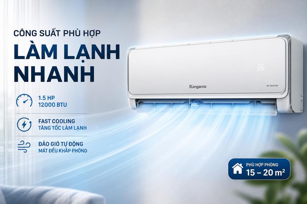 Điều hòa Kangaroo Inverter 12000 BTU KG12ACI Màu Trắng