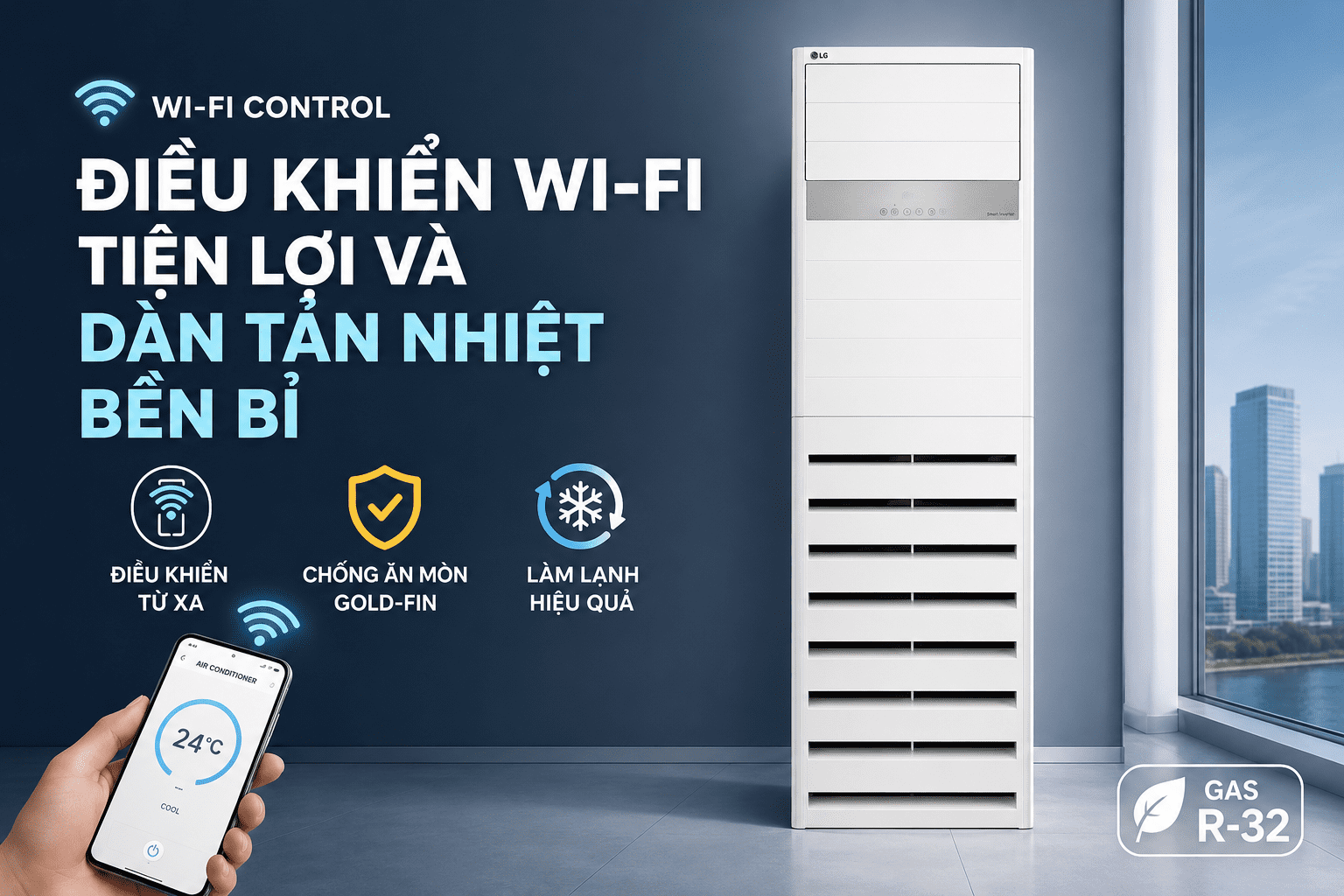 Máy lạnh tủ đứng LG Inverter 3 HP ZPNQ30GT3A1 Màu Trắng