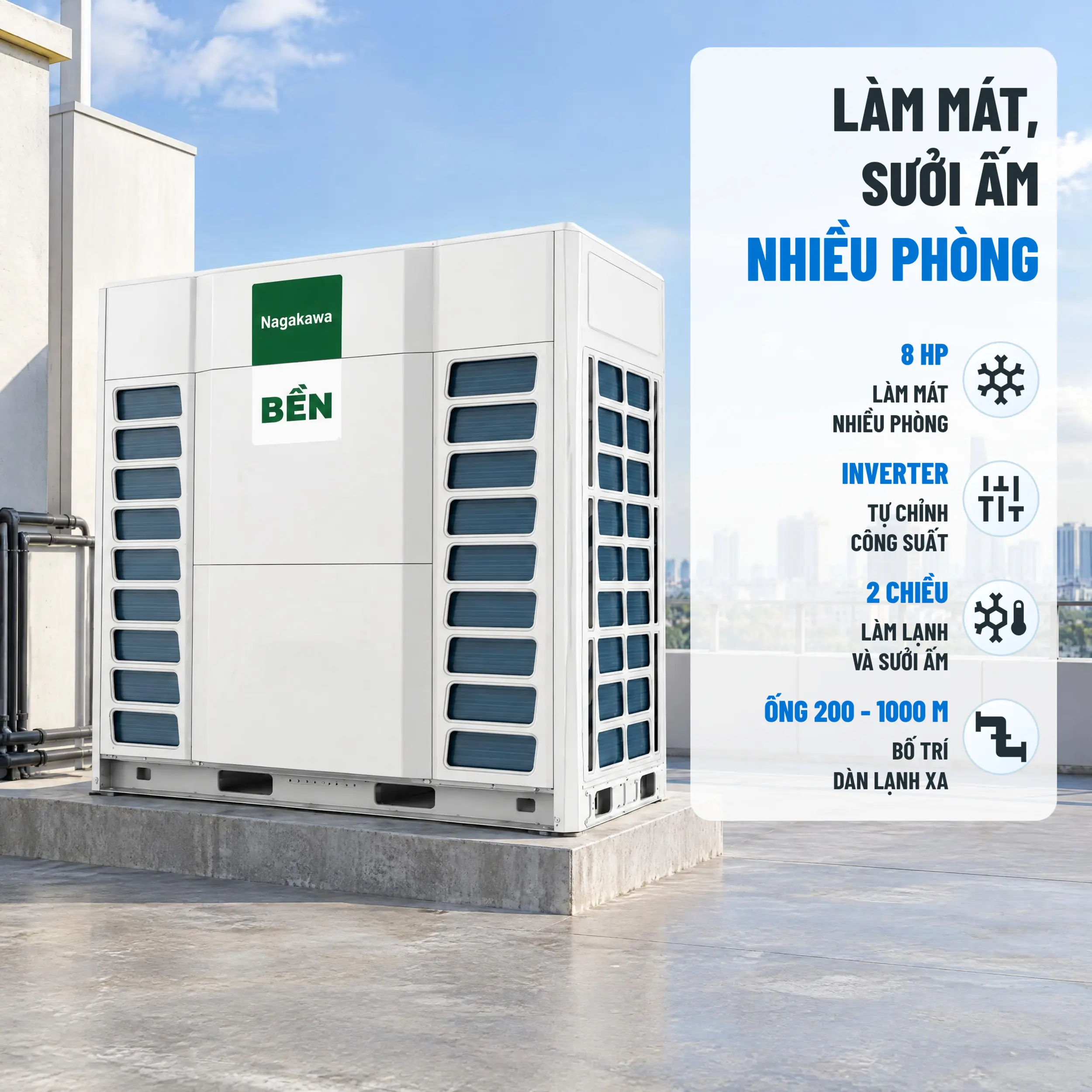 Dàn nóng Nagakawa VRF 2 chiều Inverter 8 HP NAU-H252U02