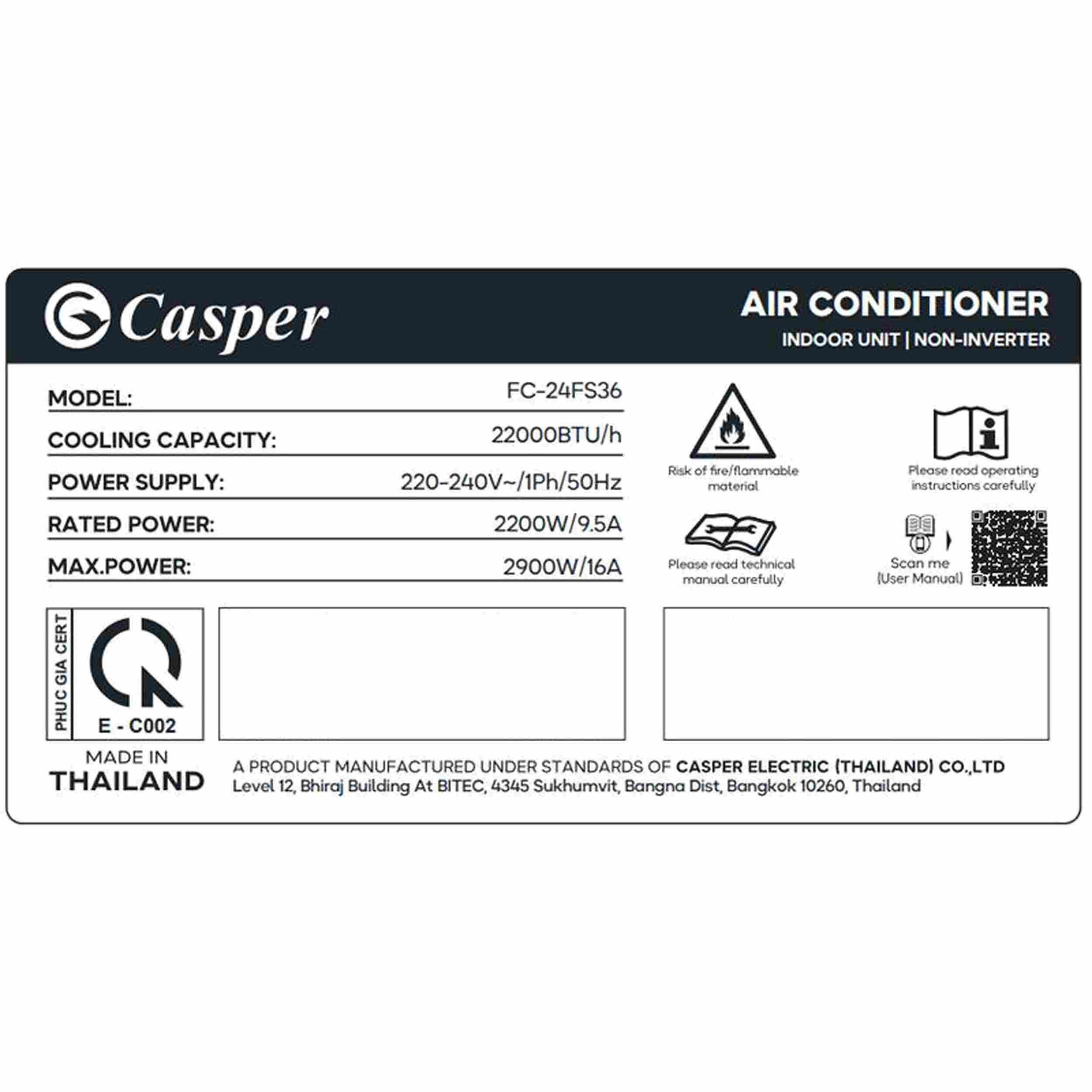 Máy lạnh tủ đứng Casper 2.5 HP FC-24FS36 Màu Trắng