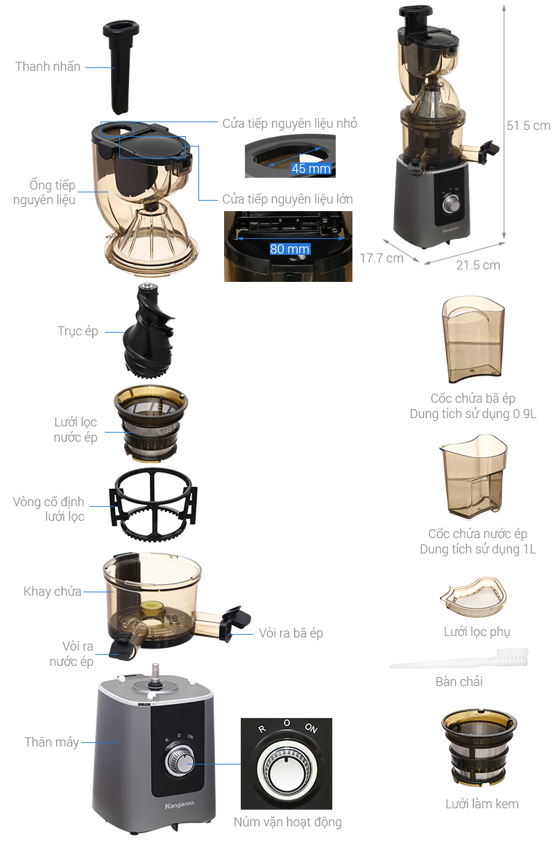 Máy ép chậm Kangaroo KG250SJ1