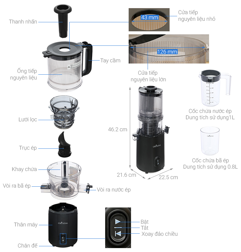 Máy ép chậm Crystal JE6023