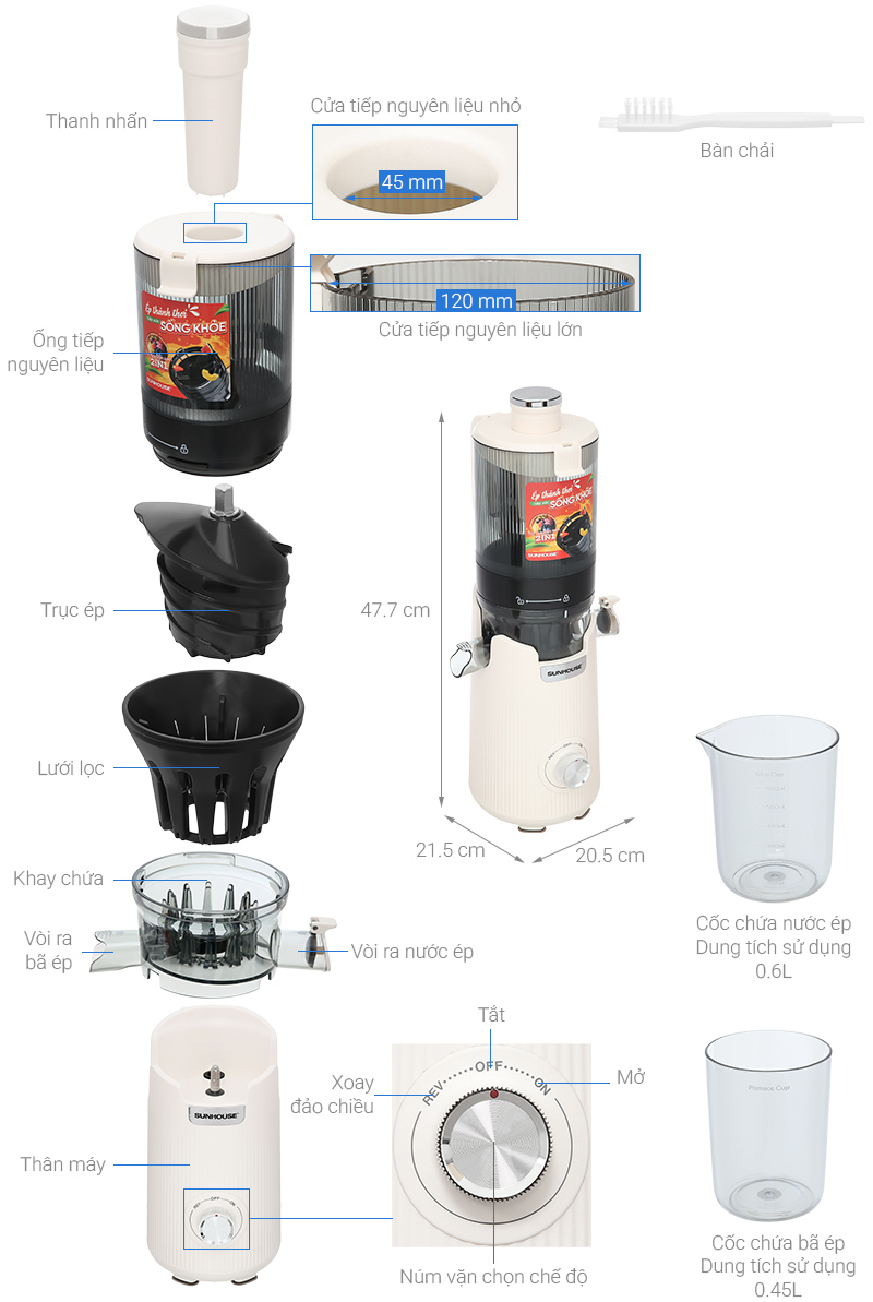 Máy ép chậm Sunhouse SHD5504