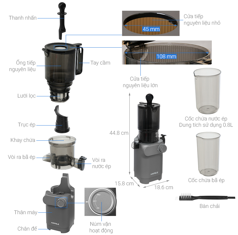 Máy ép chậm Hafele HS-J108SG (535.43.397)