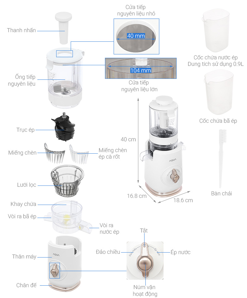 Máy ép chậm AQUA AQS-JSJ0901RW-VN