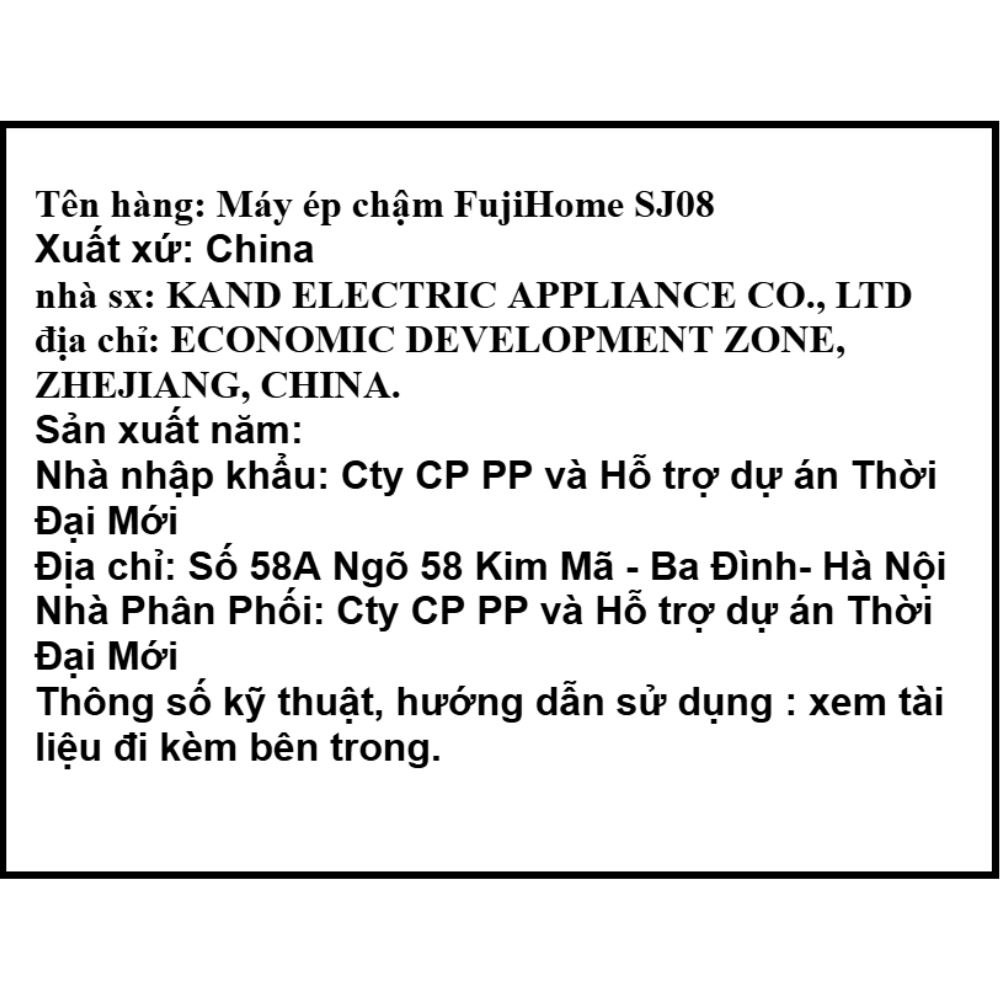 Máy ép chậm FUJIHOME SJ08 Màu Đen