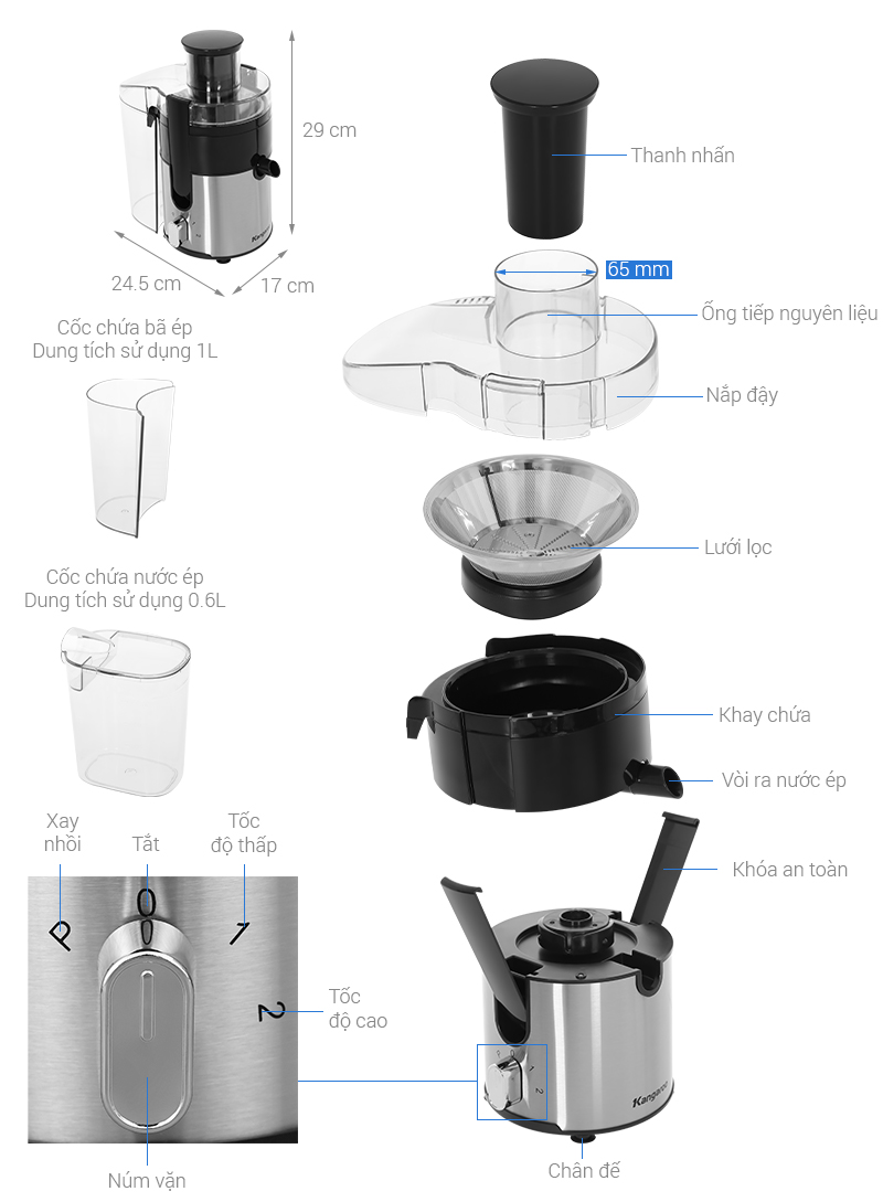 Máy ép trái cây Kangaroo KGFJ8M1G