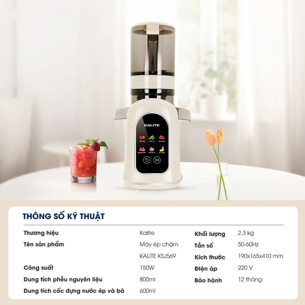Máy ép chậm Kalite KSJ569 Màu Màu be