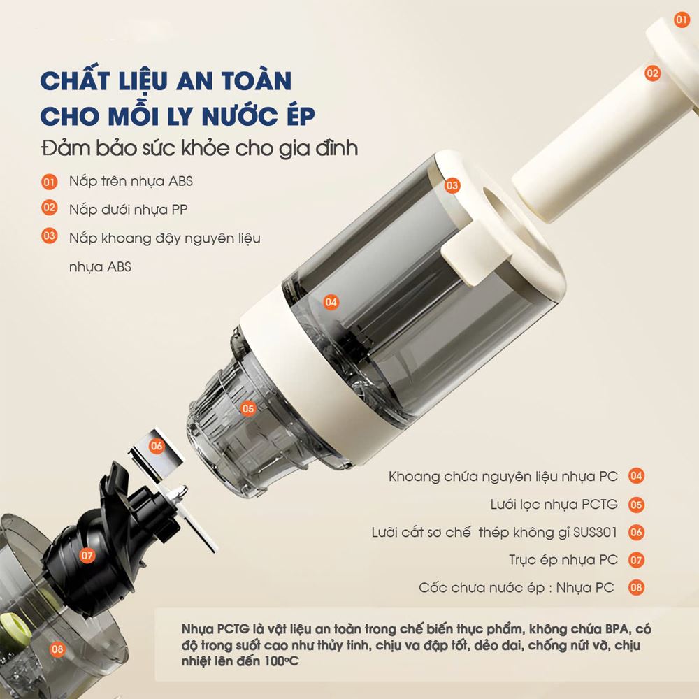 Máy ép chậm Kalite KSJ569 Màu Màu be