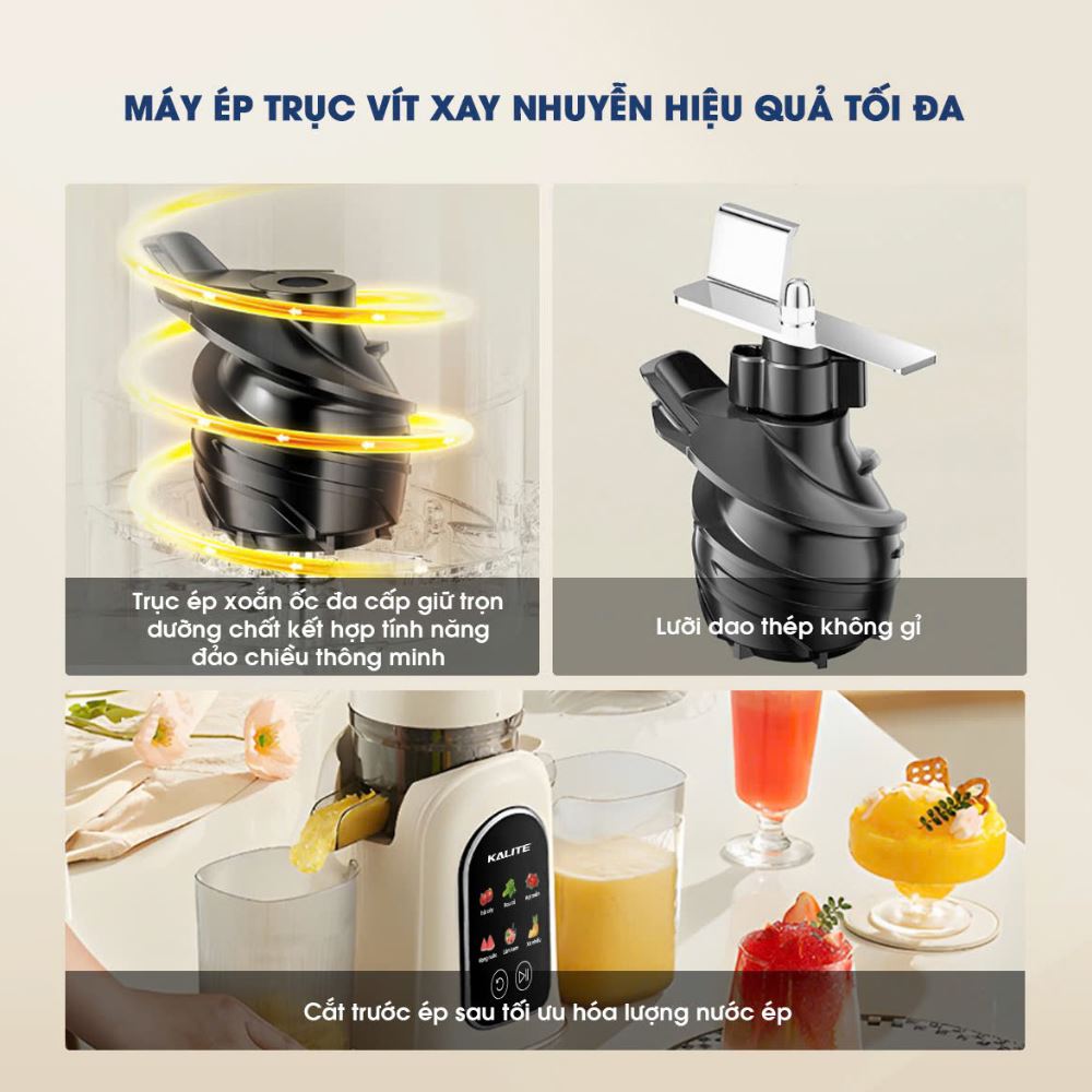 Máy ép chậm Kalite KSJ569 Màu Màu be
