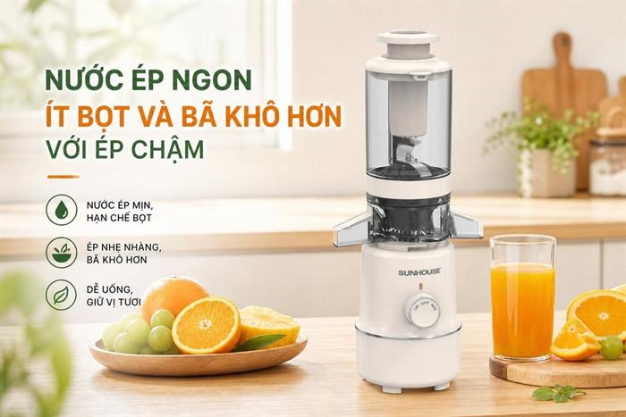 Máy ép chậm Sunhouse SHD5515 Màu Trắng - Kem