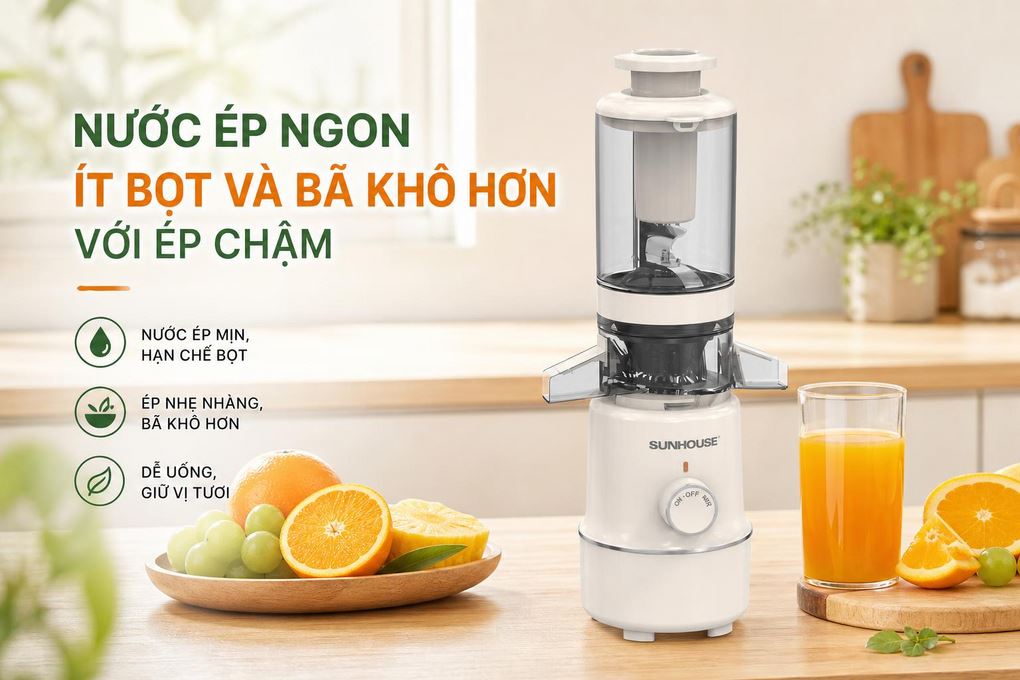 Máy ép chậm Sunhouse SHD5515 Màu Trắng - Kem