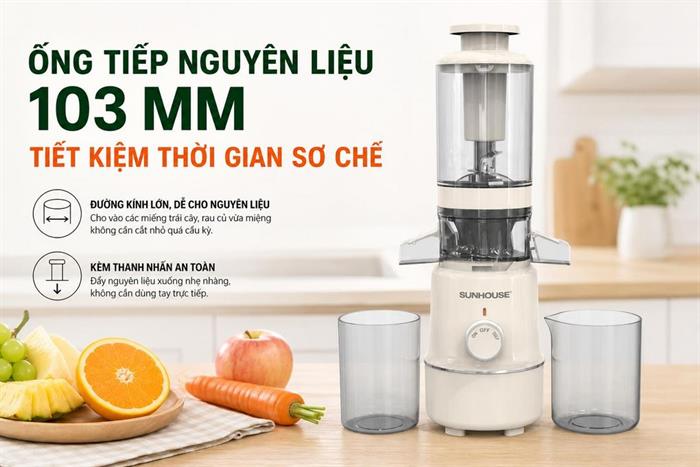 Máy ép chậm Sunhouse SHD5515 Màu Trắng - Kem