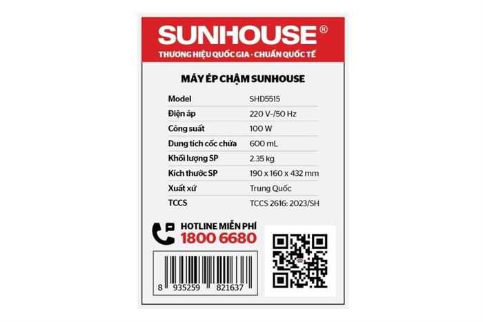 Máy ép chậm Sunhouse SHD5515 Màu Trắng - Kem