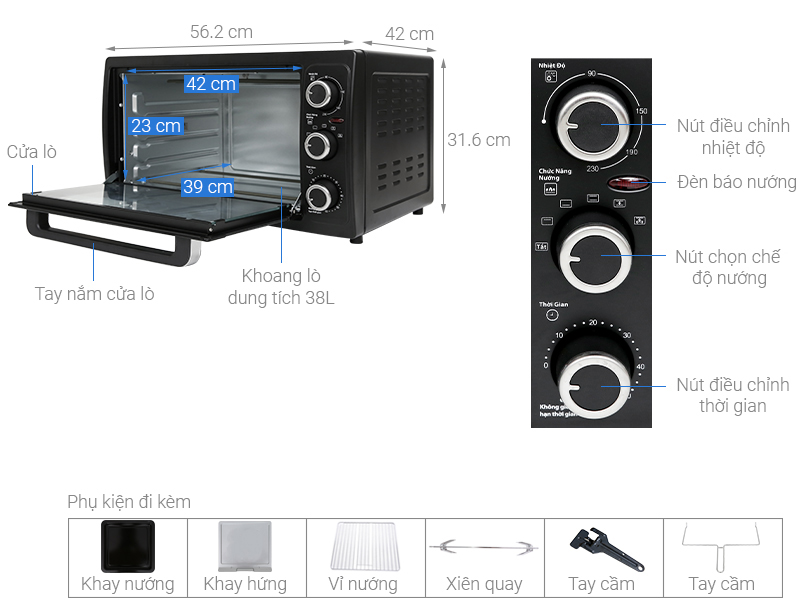 Lò nướng BlueStone EOB-7548 38 lít