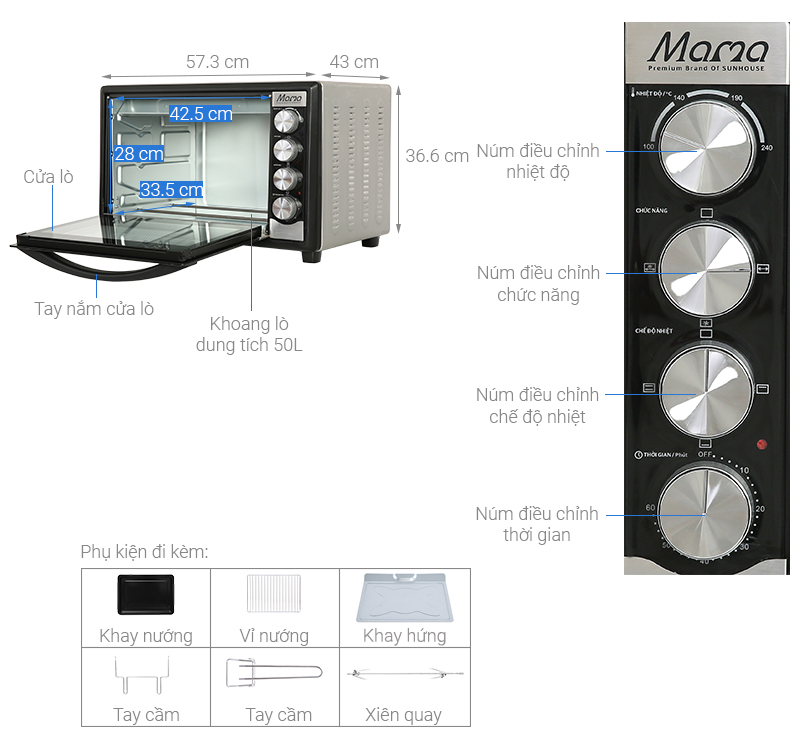 Lò nướng Sunhouse Mama SHD4250S 50 lít