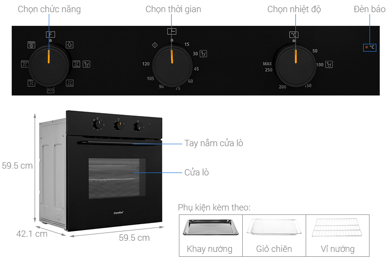 Lò nướng âm Comfee CO-AC70KB 70 lít