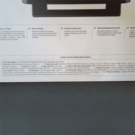 Lò nướng có hấp Lock&Lock EJF693GRY 12,5 lít Màu Xám