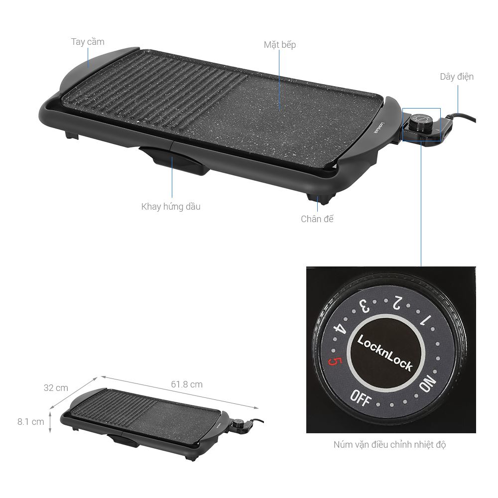 Bếp nướng điện Lock&Lock EJG231 Màu Đen