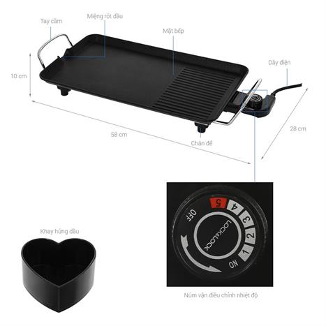 Bếp nướng điện Lock&Lock EJG212BLK Màu Đen