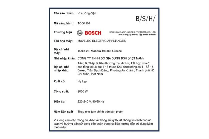 Bếp nướng điện Bosch TCG4104 Màu Đỏ