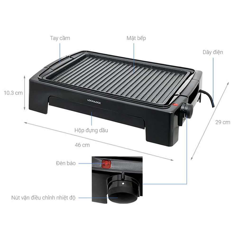Bếp nướng điện Lock&Lock EJG221 Màu Đen