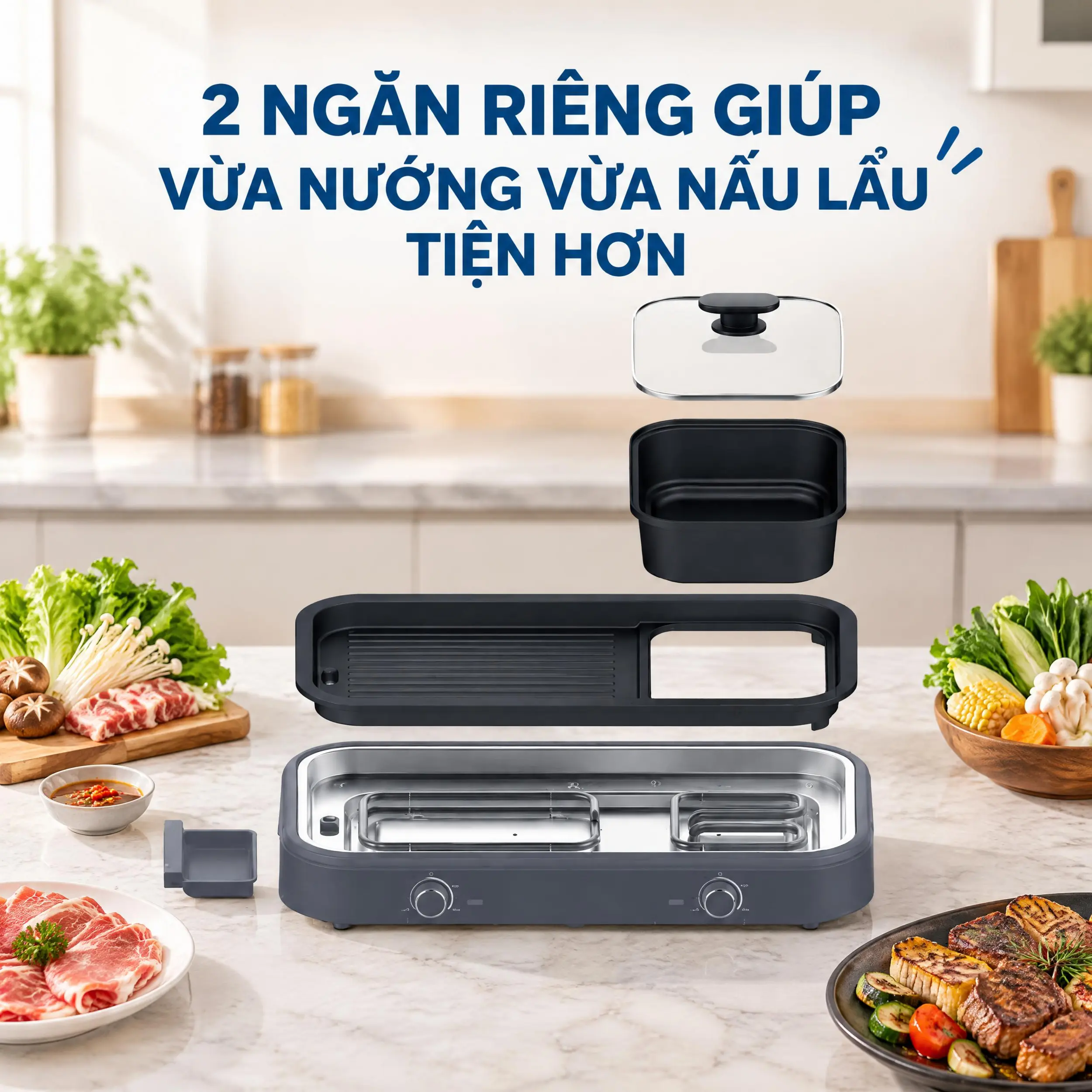 Bếp nướng lẩu đa năng Elmich HGE-3908 - Kết hợp nướng và lẩu Bếp nướng lẩu đa năng Elmich HGE-3908 - Kết hợp nướng và lẩu