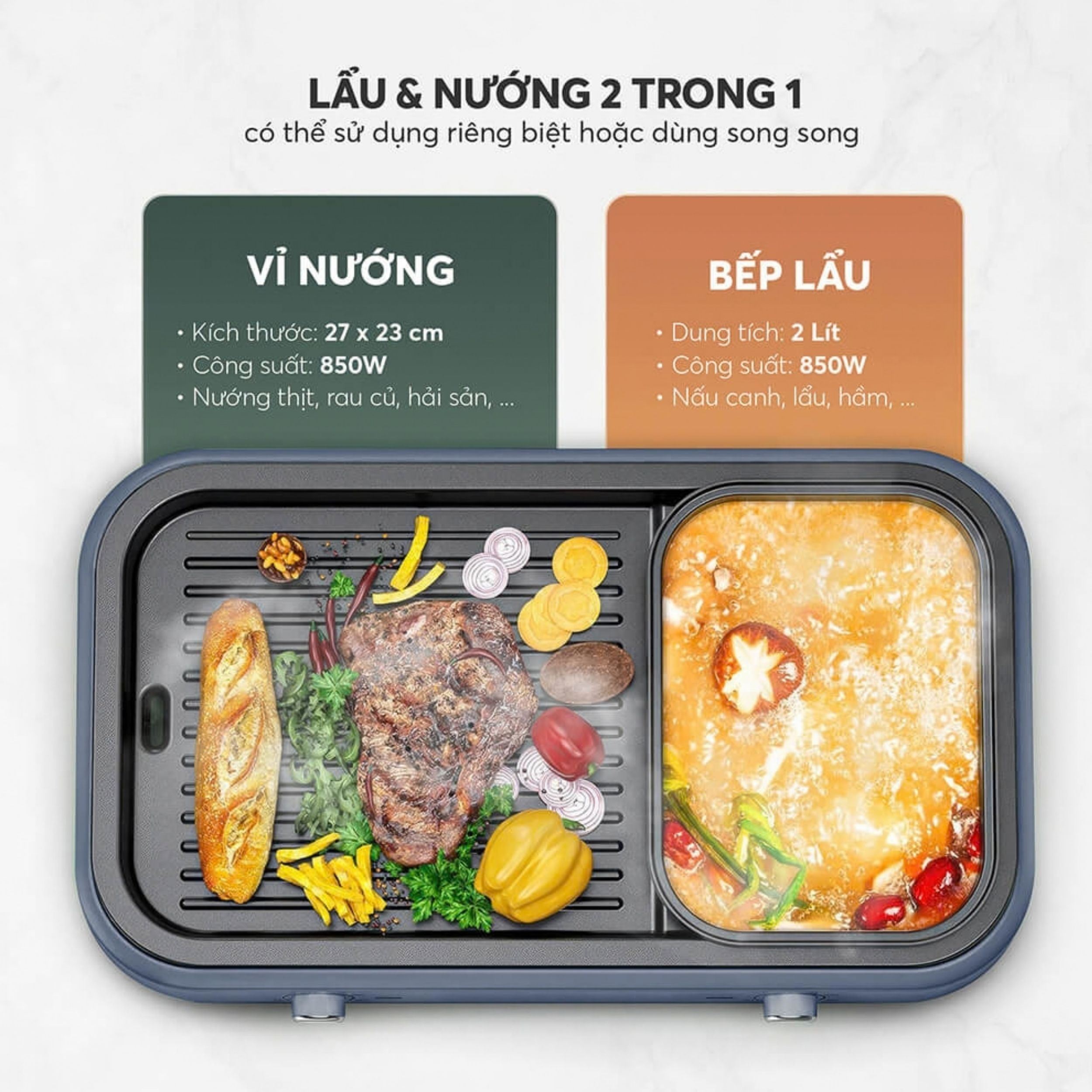 Bếp nướng lẩu đa năng Elmich HGE-3908 Màu Đen