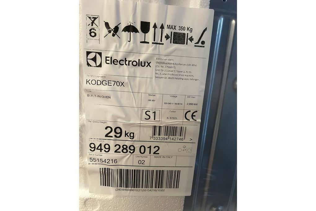 Lò nướng âm Electrolux KODGE70X 72 lít Màu Bạc