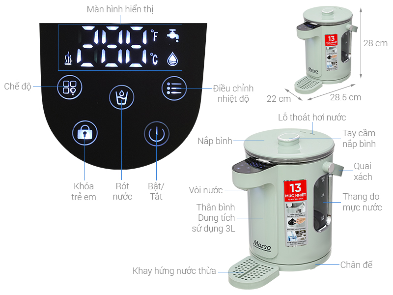 Bình thủy điện Sunhouse SHD1445 3 lít