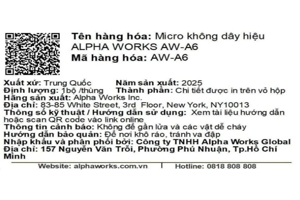 Cặp micro không dây Alpha Works AW-A6 Màu Đen