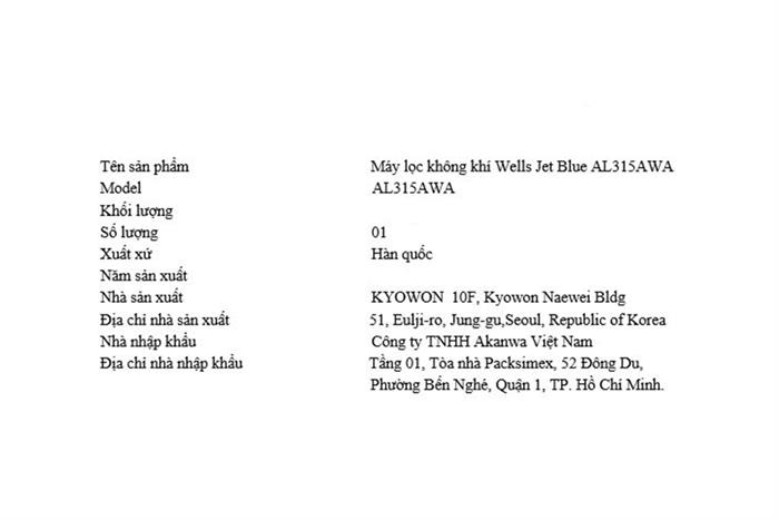Máy lọc không khí Wells Jet Blue AL315AWA Màu Trắng