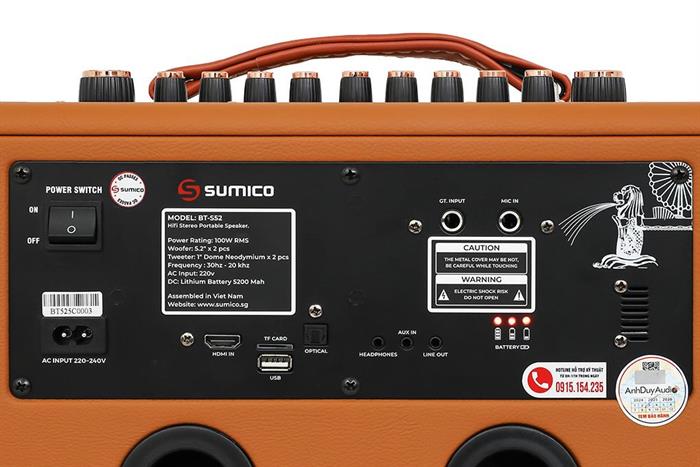 Loa karaoke xách tay Sumico BT-S52 100W Màu Nâu