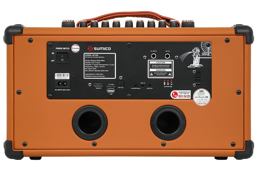 Loa karaoke xách tay Sumico BT-S52 100W Màu Nâu